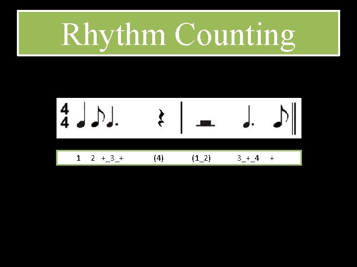 Rhythm Counting 1 2 +_3_+ (4) (1_2) 3_+_4 + 