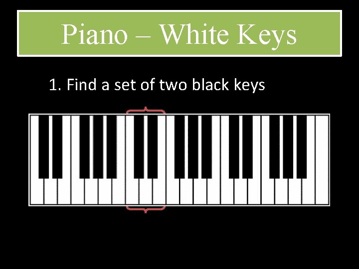 Piano – White Keys 1. Find a set of two black keys 