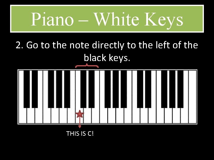 Piano – White Keys 2. Go to the note directly to the left of