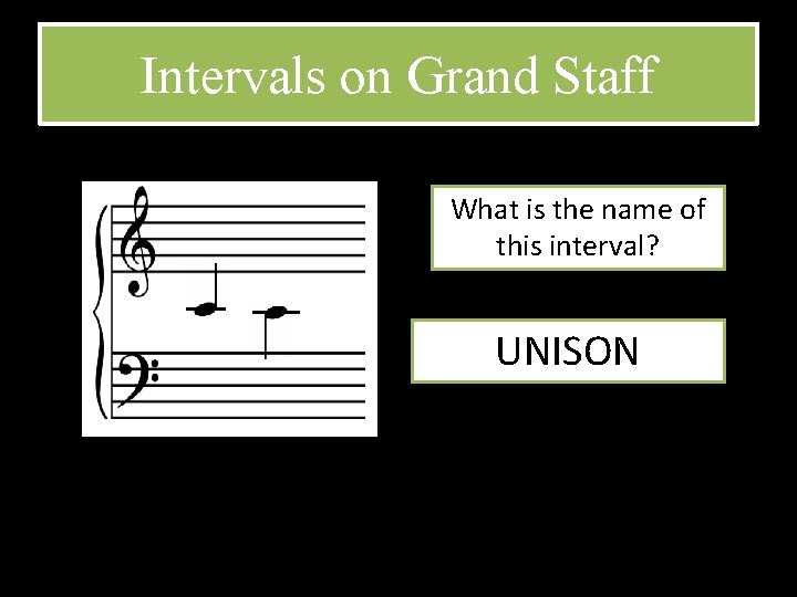 Intervals on Grand Staff What is the name of this interval? UNISON 