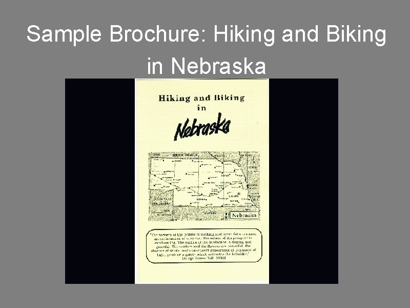 Sample Brochure: Hiking and Biking in Nebraska 