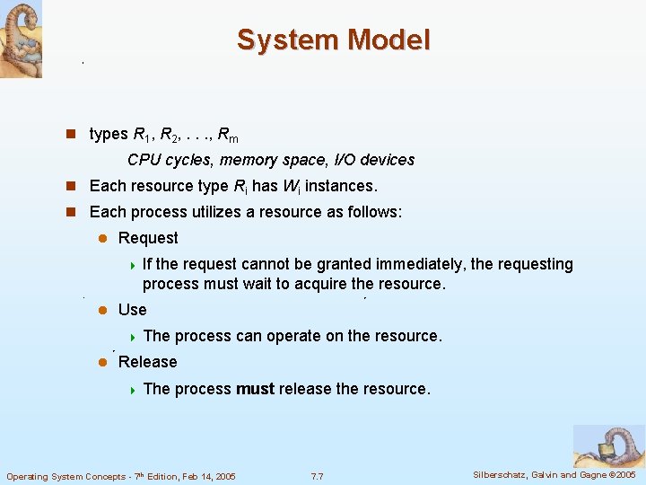 System Model n types R 1, R 2, . . . , Rm CPU
