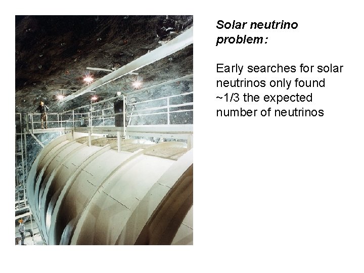 Solar neutrino problem: Early searches for solar neutrinos only found ~1/3 the expected number