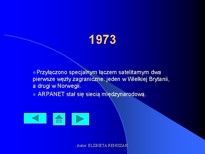 1973 l. Przyłączono specjalnym łączem satelitarnym dwa pierwsze węzły zagraniczne: jeden w Wielkiej Brytanii,