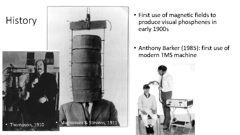  • First use of magnetic fields to produce visual phosphenes in early 1900