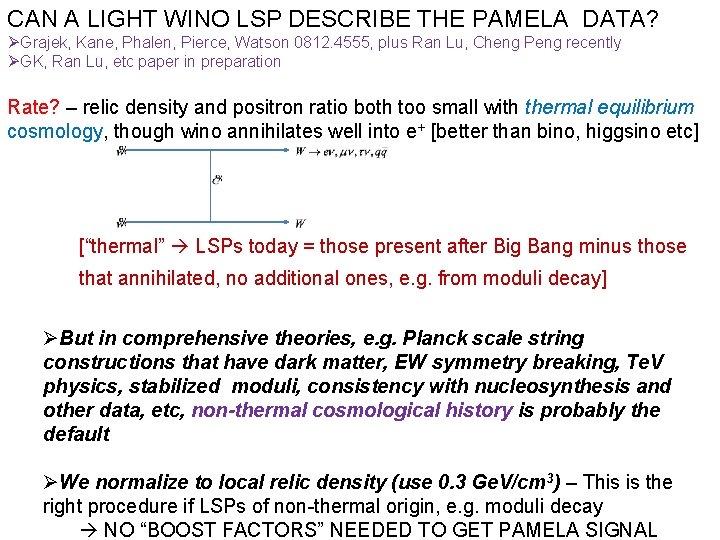 CAN A LIGHT WINO LSP DESCRIBE THE PAMELA DATA? ØGrajek, Kane, Phalen, Pierce, Watson