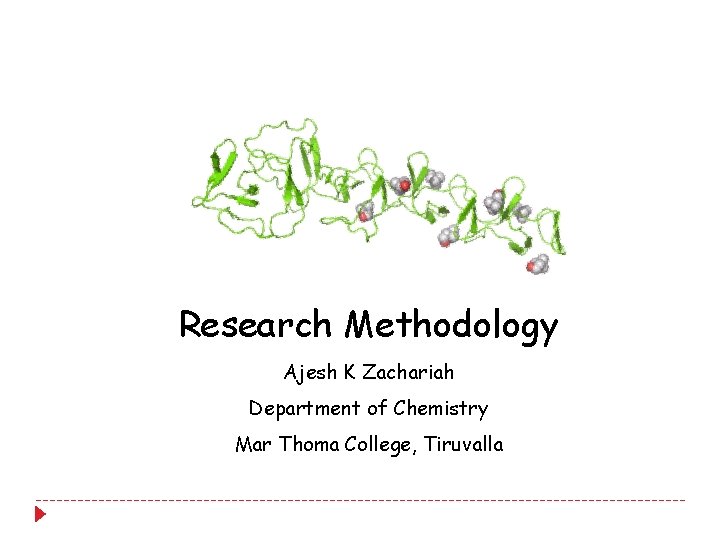 Research Methodology Ajesh K Zachariah Department of Chemistry Mar Thoma College, Tiruvalla Research Methodology Ajesh K Zachariah Department of Chemistry Mar Thoma College, Tiruvalla