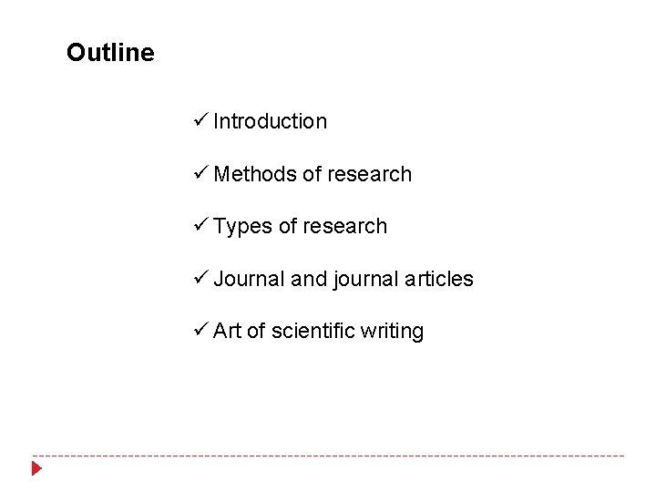Outline ü Introduction ü Methods of research ü Types of research ü Journal and Outline ü Introduction ü Methods of research ü Types of research ü Journal and
