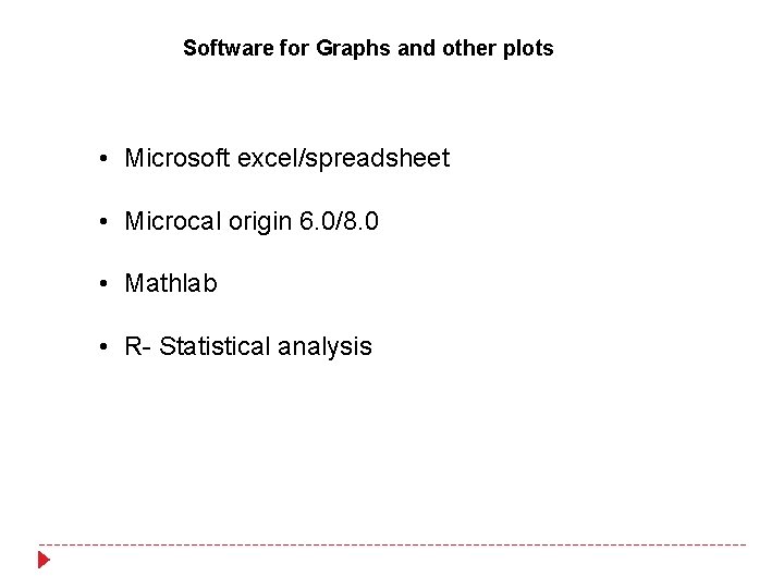 Software for Graphs and other plots • Microsoft excel/spreadsheet • Microcal origin 6. 0/8. Software for Graphs and other plots • Microsoft excel/spreadsheet • Microcal origin 6. 0/8.