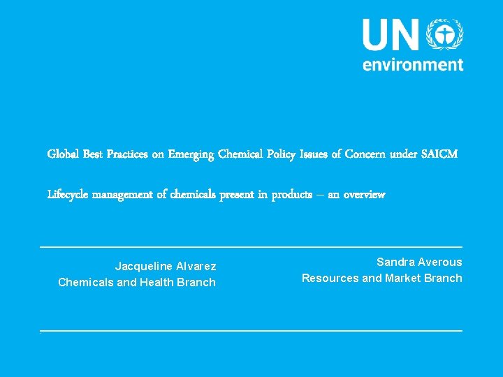 Global Best Practices on Emerging Chemical Policy Issues of Concern under SAICM Lifecycle management