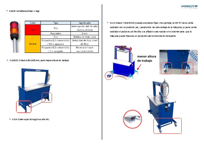 EX 83 B: Semáforo ámbar + rojo EX 12: Chasis 730 -835 mm (ruedas