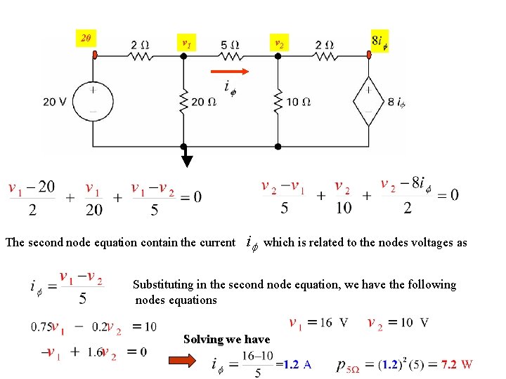 20 v 1 The second node equation contain the current v 2 if which