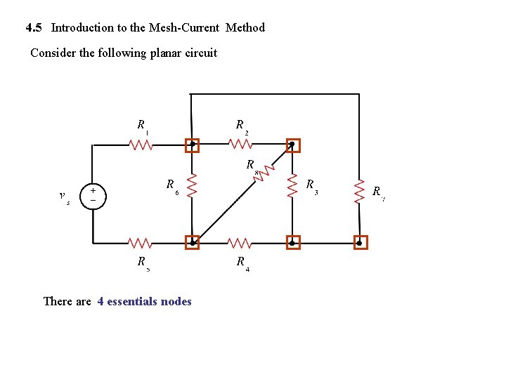4. 5 Introduction to the Mesh-Current Method Consider the following planar circuit There are