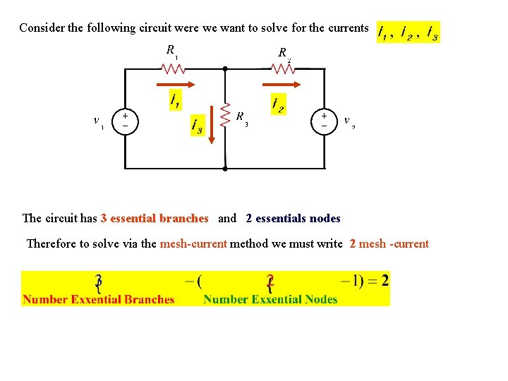 Consider the following circuit were we want to solve for the currents The circuit