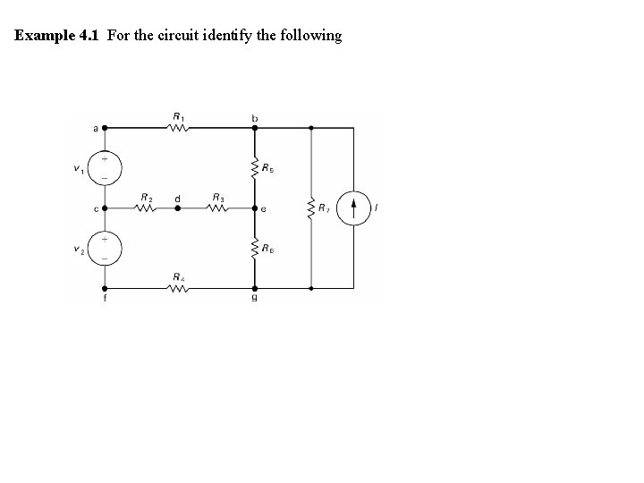 Example 4. 1 For the circuit identify the following 