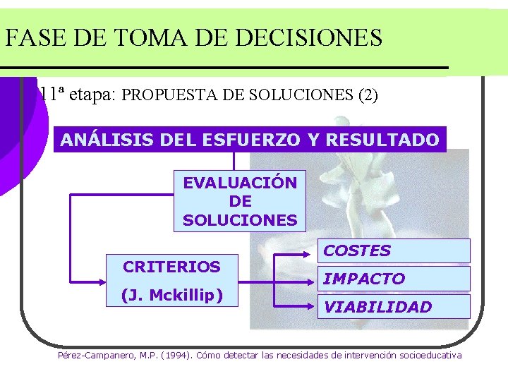 FASE DE TOMA DE DECISIONES 11ª etapa: PROPUESTA DE SOLUCIONES (2) ANÁLISIS DEL ESFUERZO FASE DE TOMA DE DECISIONES 11ª etapa: PROPUESTA DE SOLUCIONES (2) ANÁLISIS DEL ESFUERZO