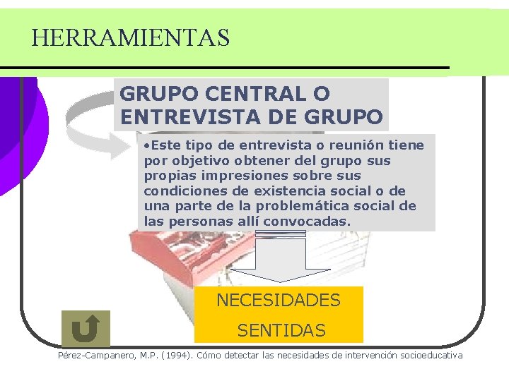 HERRAMIENTAS GRUPO CENTRAL O ENTREVISTA DE GRUPO • Este tipo de entrevista o reunión HERRAMIENTAS GRUPO CENTRAL O ENTREVISTA DE GRUPO • Este tipo de entrevista o reunión