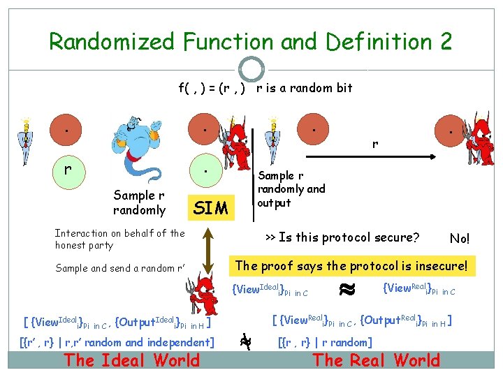 Randomized Function and Definition 2 f( , ) = (r , ) r is