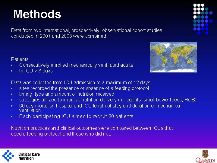 Methods Data from two international, prospectively, observational cohort studies conducted in 2007 and 2008