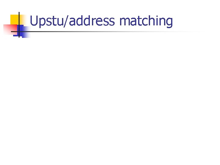 Upstu/address matching 