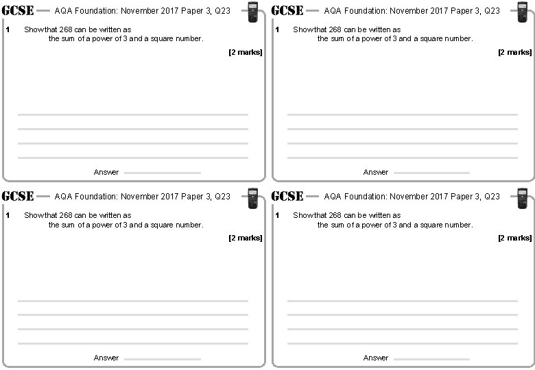 AQA Foundation: November 2017 Paper 3, Q 23 1 Show that 268 can be