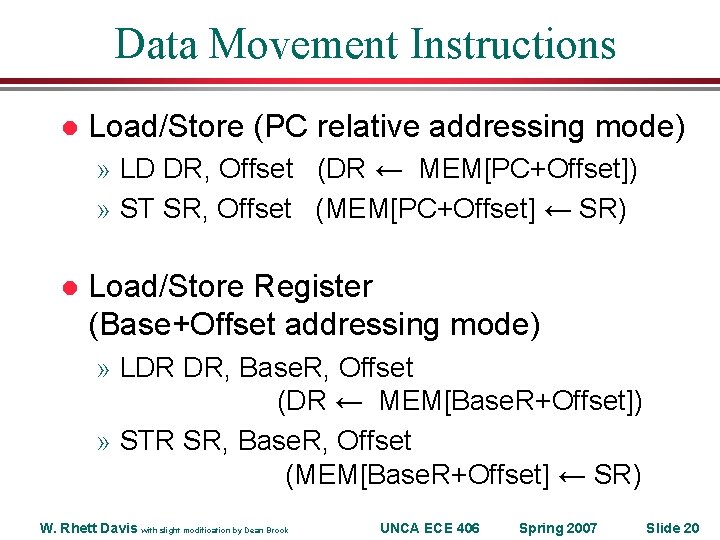 Data Movement Instructions l Load/Store (PC relative addressing mode) » LD DR, Offset (DR Data Movement Instructions l Load/Store (PC relative addressing mode) » LD DR, Offset (DR