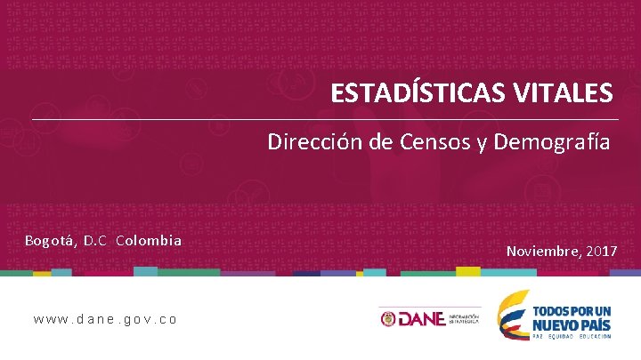 ESTADÍSTICAS VITALES Dirección de Censos y Demografía Bogotá, D. C Colombia www. dane. gov.