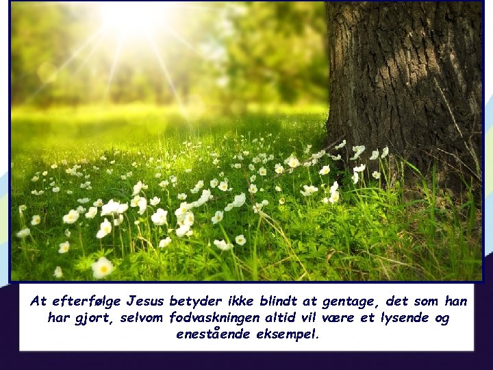 At efterfølge Jesus betyder ikke blindt at gentage, det som han har gjort, selvom