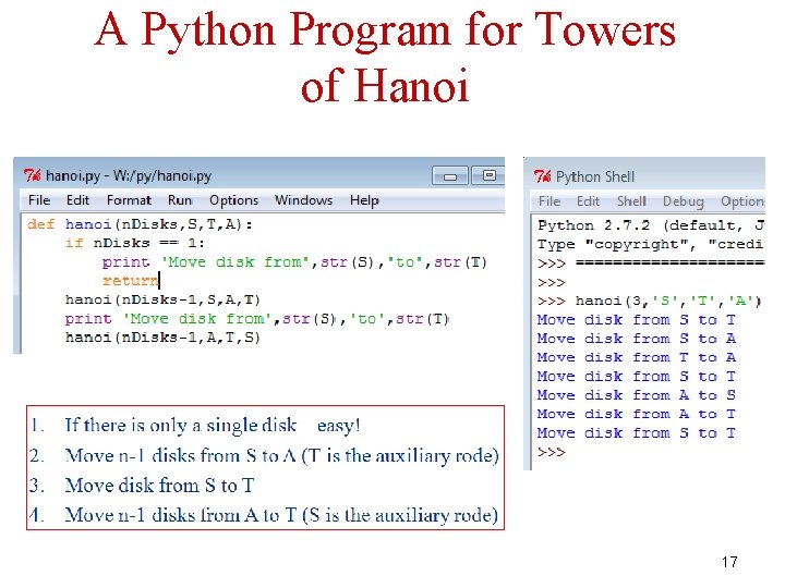 A Python Program for Towers of Hanoi 17 