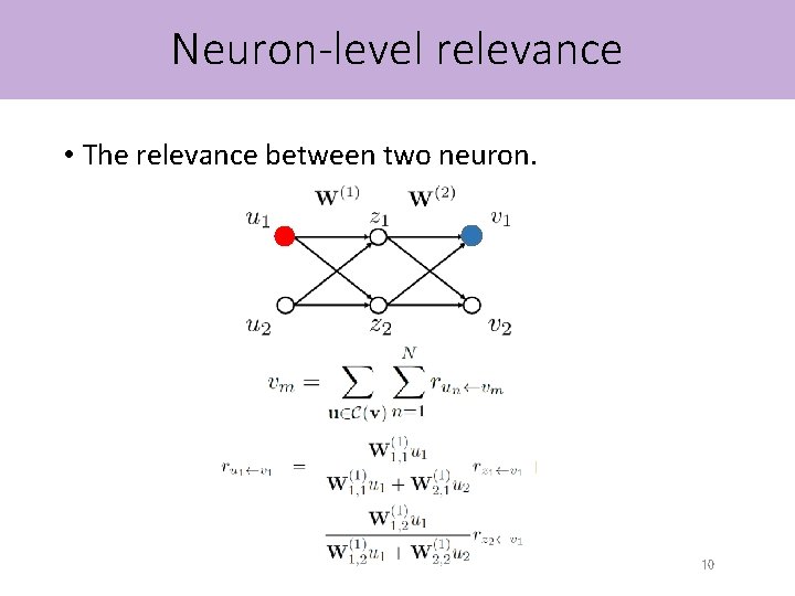 Neuron-level relevance • The relevance between two neuron. 10 