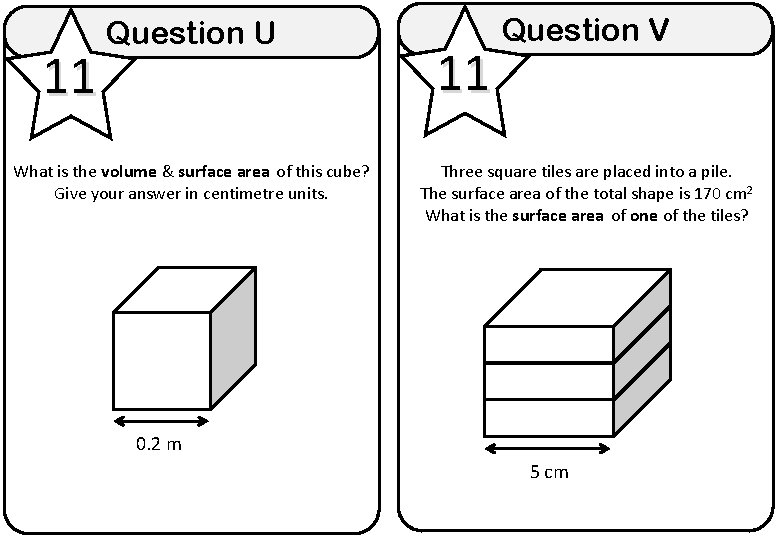 11 Question U What is the volume & surface area of this cube? Give