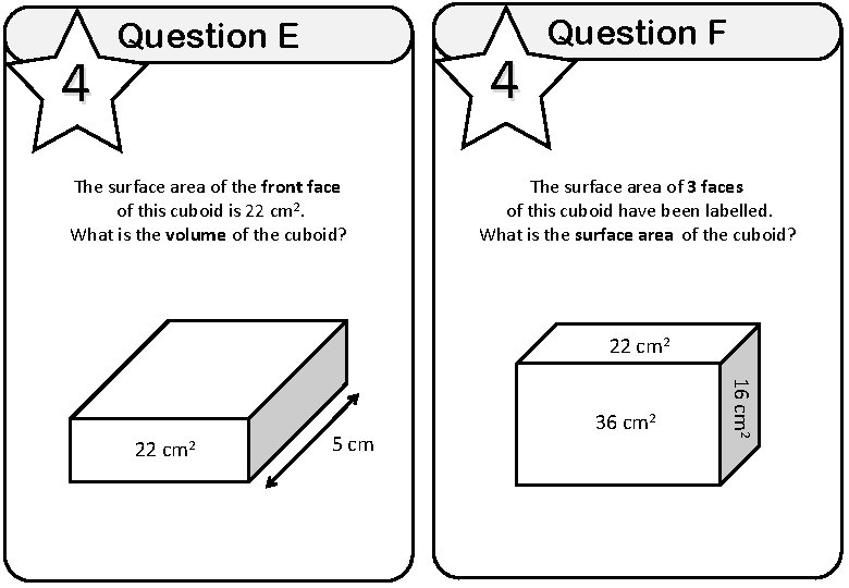 4 Question E 4 The surface area of the front face of this cuboid