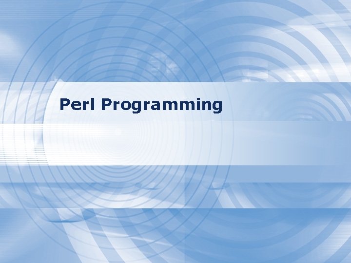 Perl Programming 