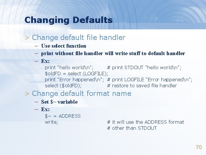 Changing Defaults > Change default file handler – Use select function – print without