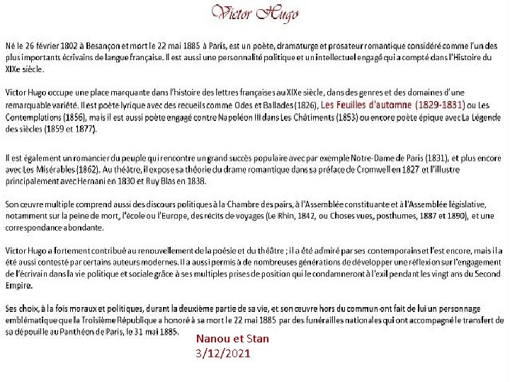 La Coccinelle Victor Hugo Par Nanou Et Stan