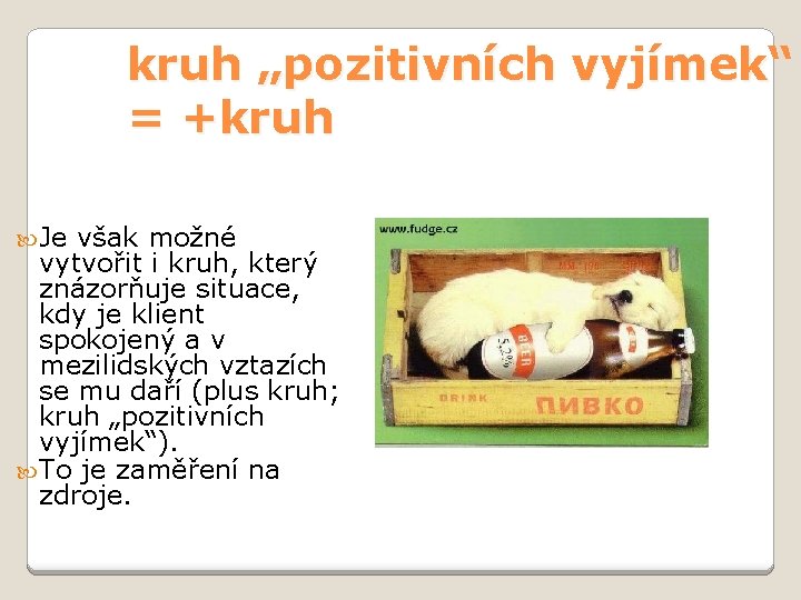 kruh „pozitivních vyjímek“ = +kruh Je však možné vytvořit i kruh, který znázorňuje situace,