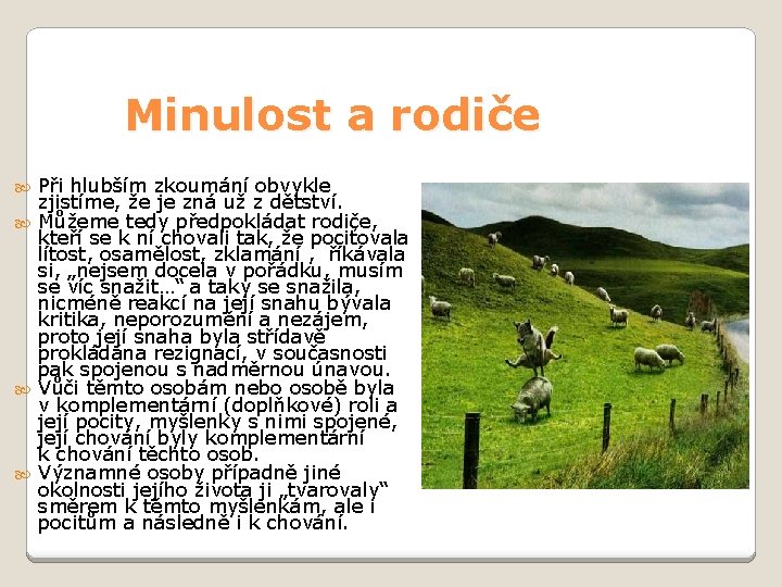 Minulost a rodiče Při hlubším zkoumání obvykle zjistíme, že je zná už z dětství.