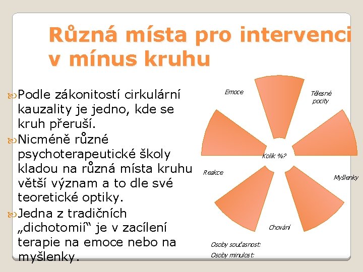 Různá místa pro intervenci v mínus kruhu Podle zákonitostí cirkulární kauzality je jedno, kde