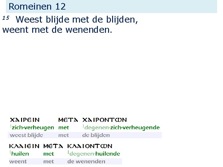 Romeinen 12 15 Weest blijde met de blijden, weent met de wenenden. 