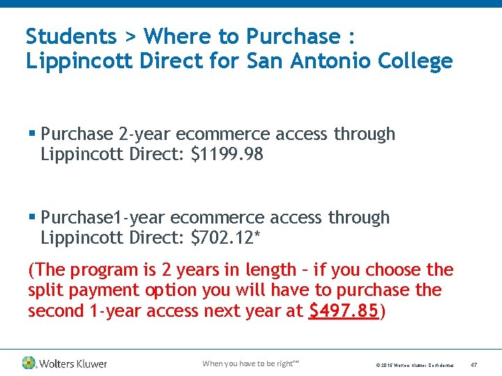 Students > Where to Purchase : Lippincott Direct for San Antonio College § Purchase