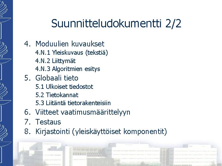 Suunnitteludokumentti 2/2 4. Moduulien kuvaukset 4. N. 1 Yleiskuvaus (tekstiä) 4. N. 2 Liittymät