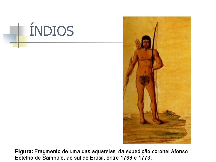 ÍNDIOS Figura: Fragmento de uma das aquarelas da expedição coronel Afonso Botelho de Sampaio,