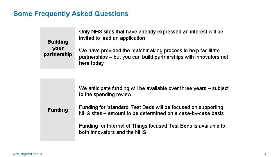 Some Frequently Asked Questions • Only NHS sites that have already expressed an interest