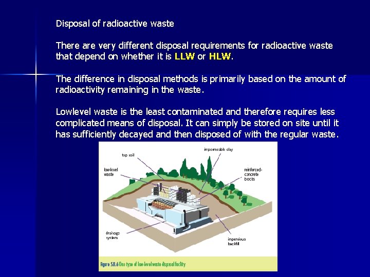 Disposal of radioactive waste There are very different disposal requirements for radioactive waste that