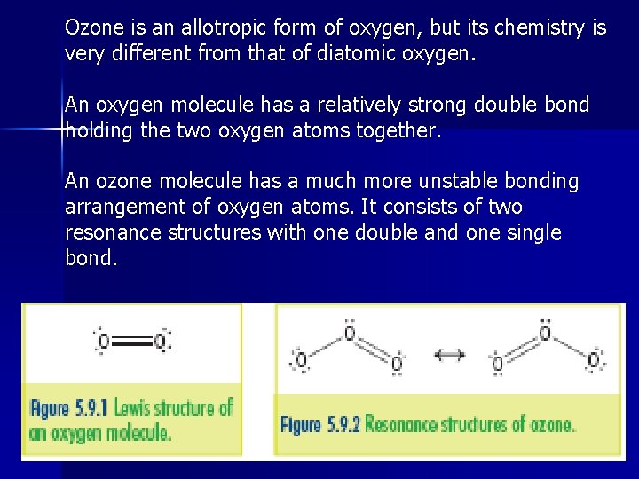 Ozone is an allotropic form of oxygen, but its chemistry is very different from