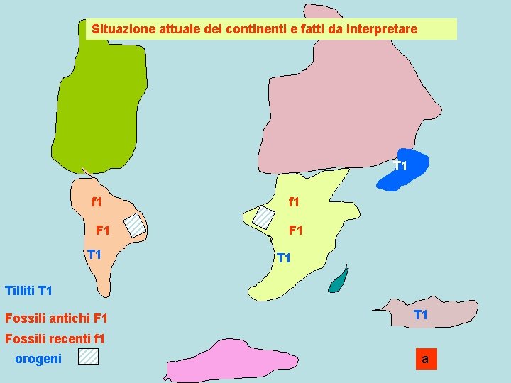 Situazione attuale dei continenti e fatti da interpretare T 1 f 1 F 1