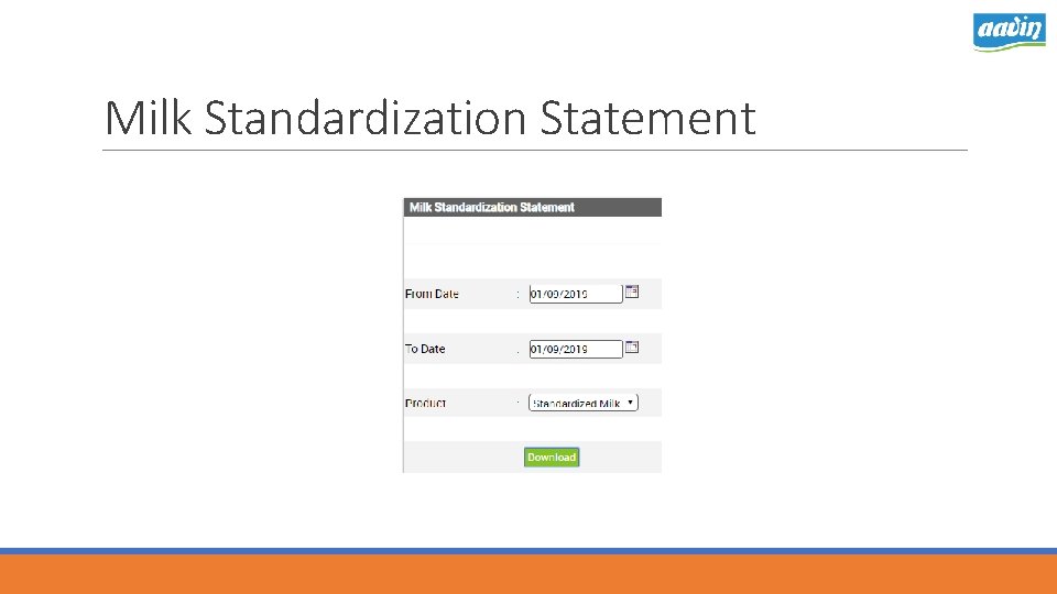 Milk Standardization Statement 