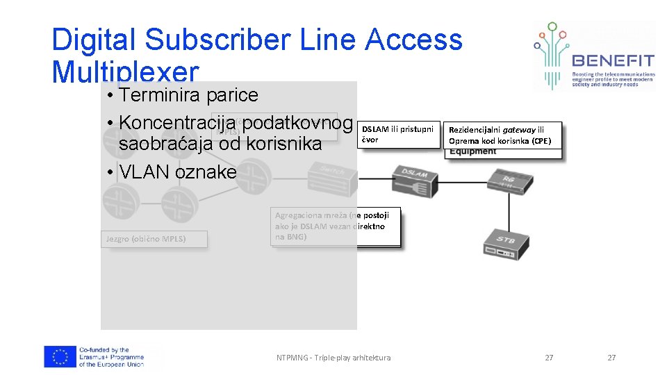 Digital Subscriber Line Access Multiplexer • Terminira parice BNG (češće povezano koristeći • Koncentracija