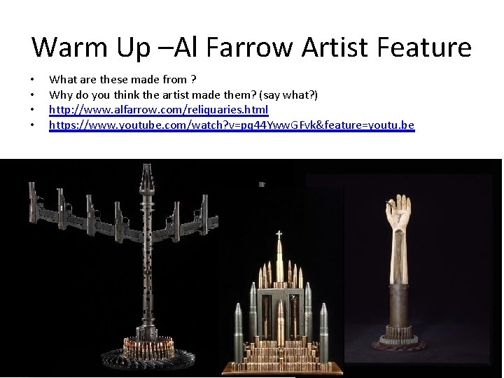 Warm Up –Al Farrow Artist Feature • • What are these made from ?