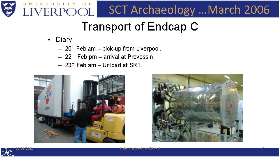 SCT Archaeology …March 2006 Transport of Endcap C • Diary – 20 th Feb